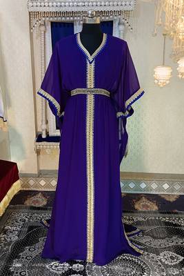 Purple and blue designer arabic kaftan 1