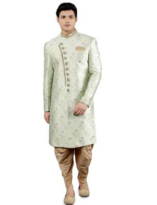 men's floral woven design ethnic sherwani set 1