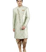 men's floral woven design ethnic sherwani set