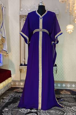 Purple and blue designer arabic kaftan 2