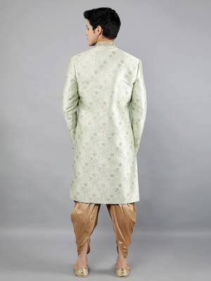 men's floral woven design ethnic sherwani set 2