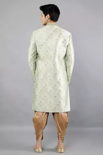men's floral woven design ethnic sherwani set