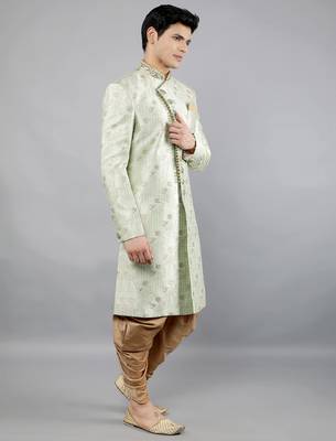 men's floral woven design ethnic sherwani set 3