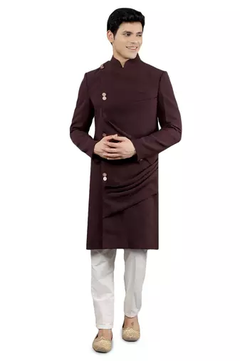 men's solid indowestern sherwani set