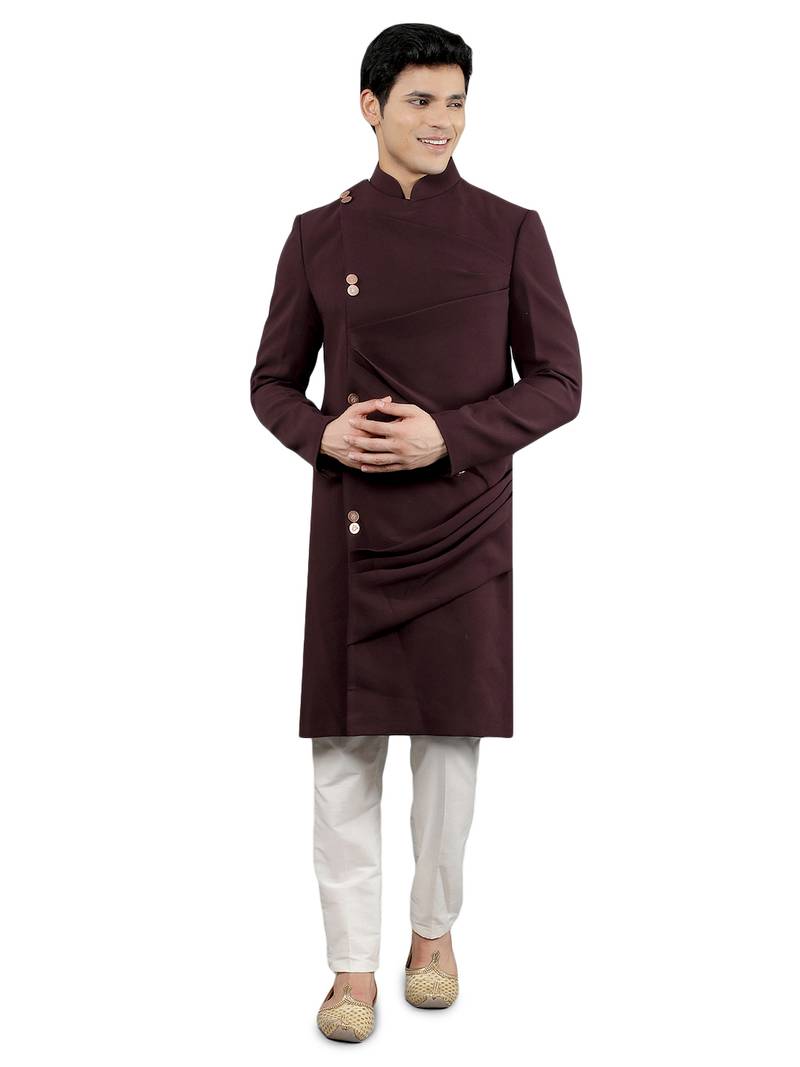 men's solid indowestern sherwani set