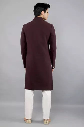 men's solid indowestern sherwani set