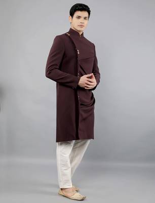 men's solid indowestern sherwani set 3