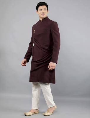 men's solid indowestern sherwani set 5