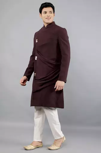 men's solid indowestern sherwani set