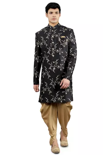 men's floral embroidered sherwani set