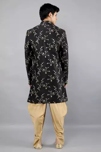 men's floral embroidered sherwani set