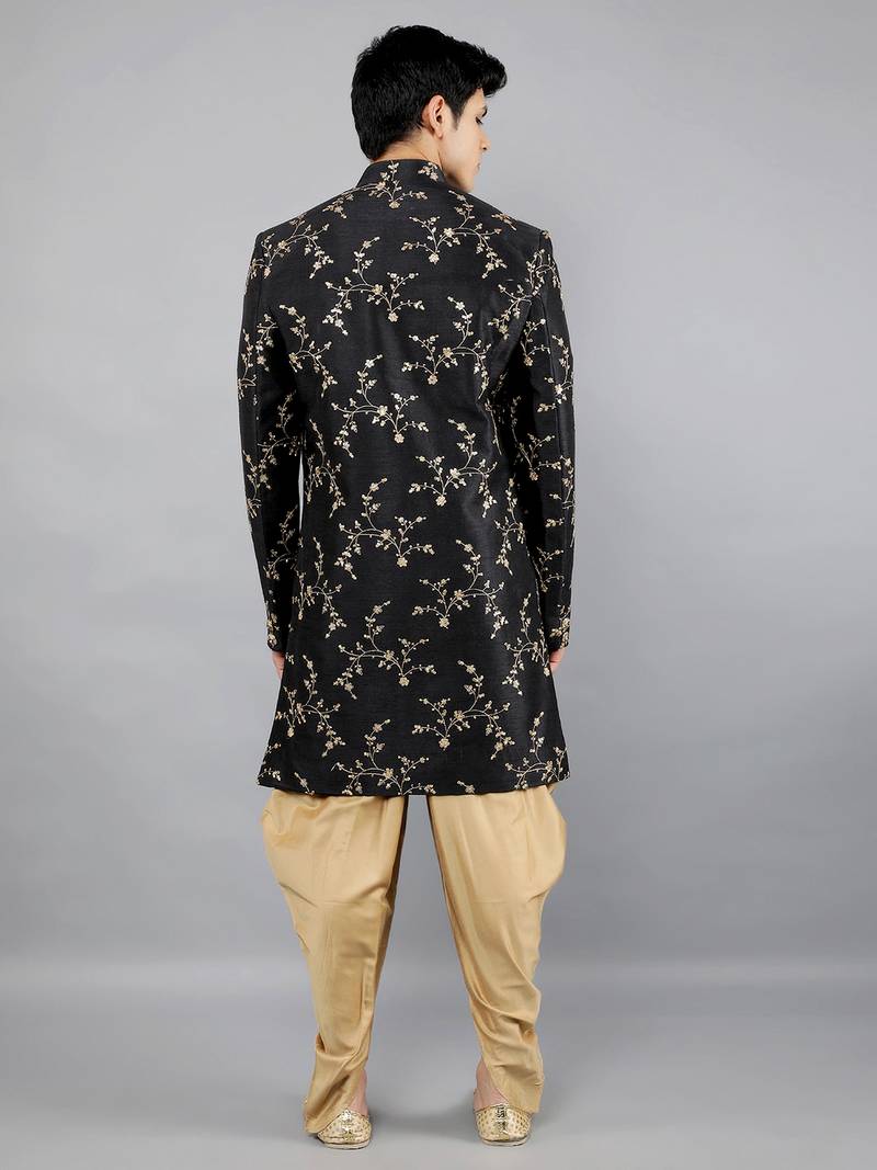 men's floral embroidered sherwani set