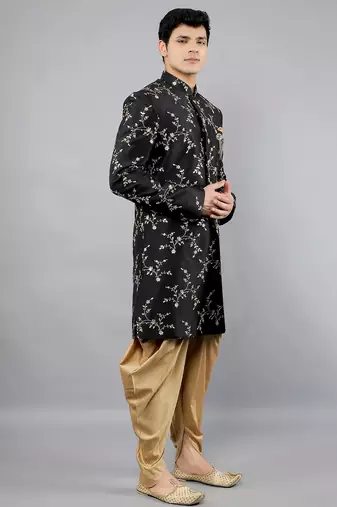 men's floral embroidered sherwani set