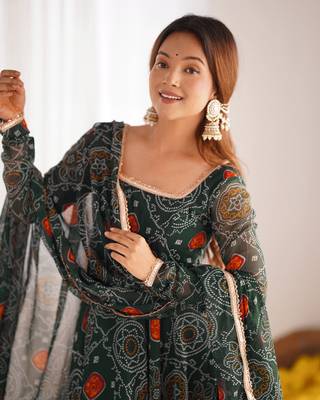 Radiant Bandhej Anarkali Set Twirl In Tradition 6