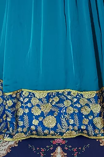 Sea green designer embroidery abaya