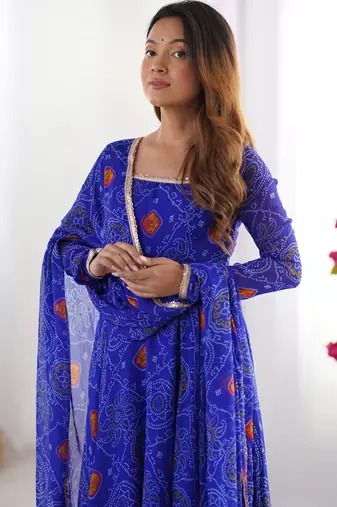 Radiant Bandhej Anarkali Set Twirl In Tradition