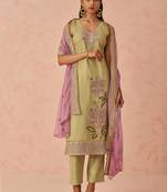 Gold fancy crush embroidered salwar suit