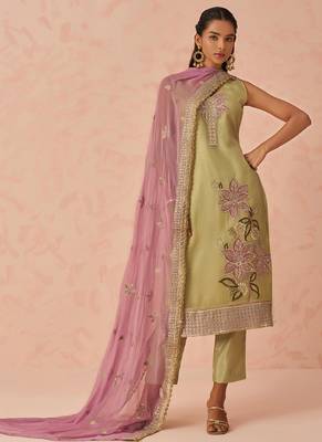 Gold fancy crush embroidered salwar suit 3