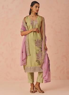 Gold fancy crush embroidered salwar suit 4