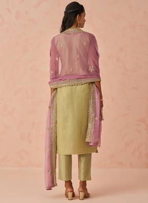 Gold fancy crush embroidered salwar suit 5