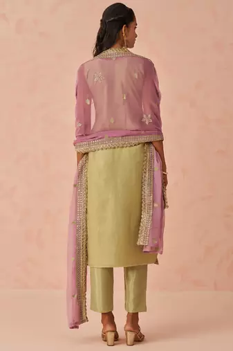 Gold fancy crush embroidered salwar suit