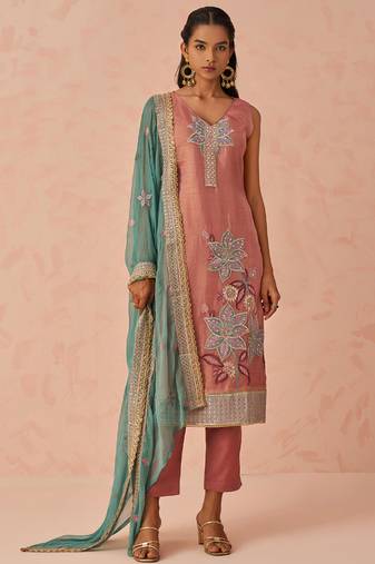 Peach crush embroidered salwar suit