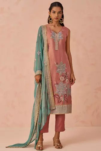 Peach crush embroidered salwar suit