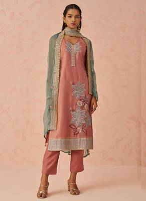 Peach crush embroidered salwar suit 3