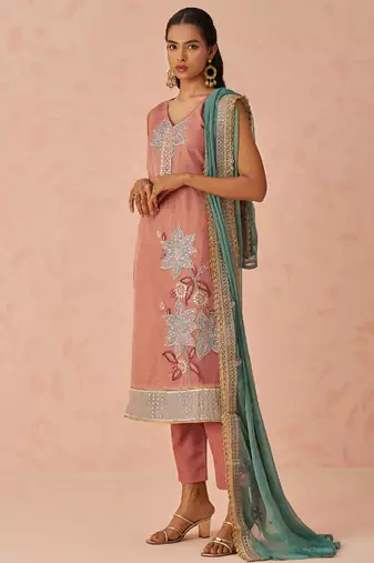 Peach crush embroidered salwar suit