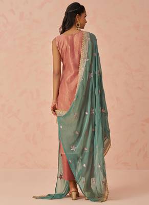Peach crush embroidered salwar suit 5