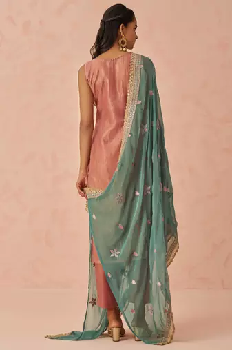 Peach crush embroidered salwar suit