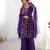Elegant Printed Anarkali Suit in Purple with Flared Palazzo Pants