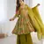 Olive Green Anarkali Suit with Colorful Floral Print