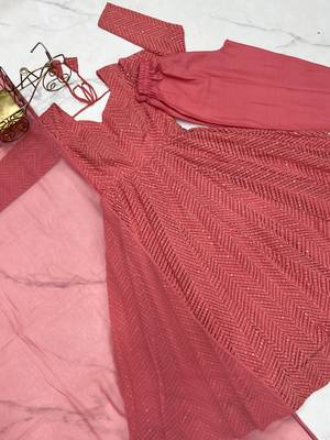 Chikankari Style Peach Anarkali Kurta Set     Ethnic Elegance 6