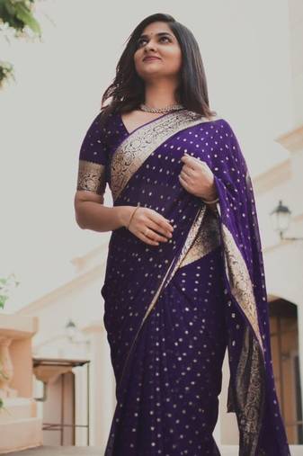 Purple Georgette Viscose Saree