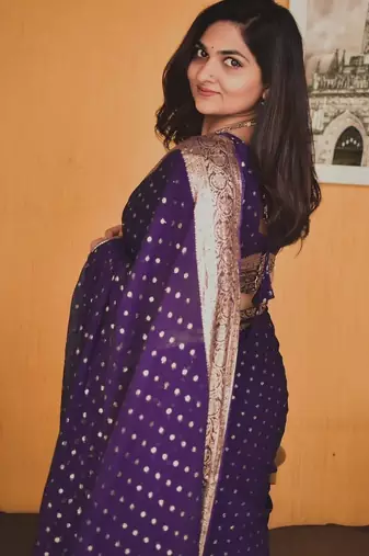 Purple Georgette Viscose Saree