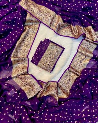 Purple Georgette Viscose Saree 4