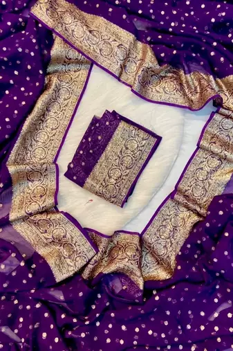 Purple Georgette Viscose Saree