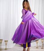 Ombre Purple Anarkali Kurta with Matching Dupatta