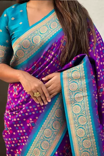 Purple silk blend saree with blouse