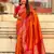 Orange silk blend saree with blouse