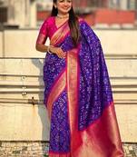 Purple Pink silk blend saree with blouse