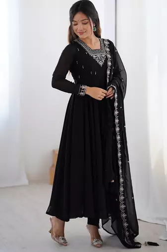Premium black anarkali set with heavy embroidery, dupatta & full stitch finish