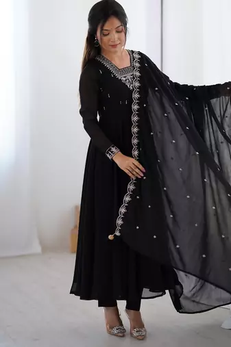 Premium black anarkali set with heavy embroidery, dupatta & full stitch finish