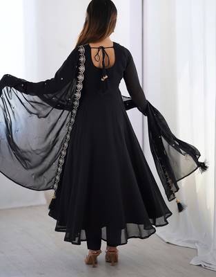 Premium black anarkali set with heavy embroidery, dupatta & full stitch finish 4