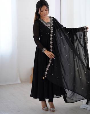 Premium black anarkali set with heavy embroidery, dupatta & full stitch finish 5