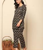 Black printed cotton coord set