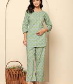 Green printed cotton coord set