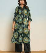 kaitoke green printed cotton kurta sets