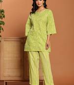 Green printed cotton coord set